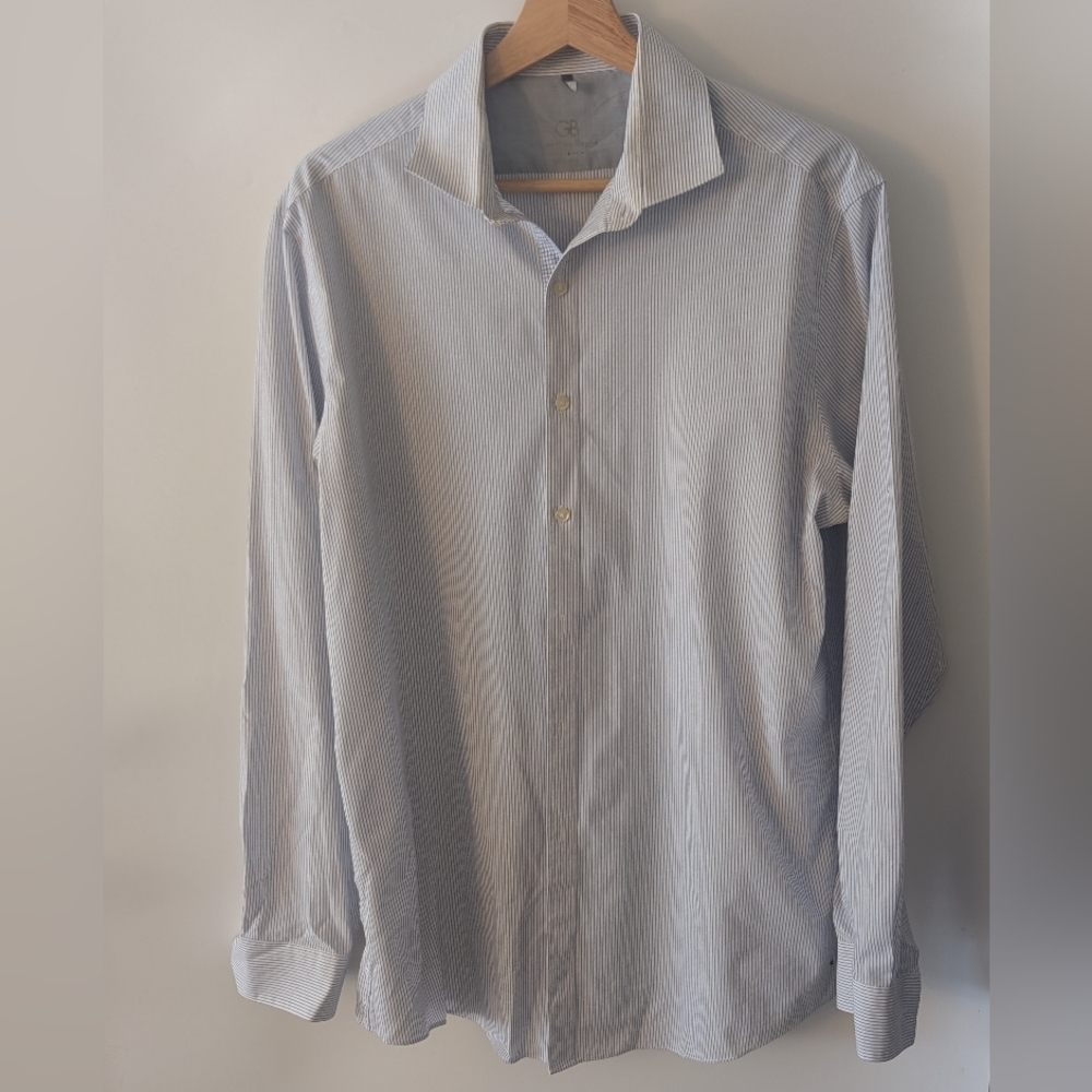 Geoffrey Beene Light Blue Striped Dress Shirt
